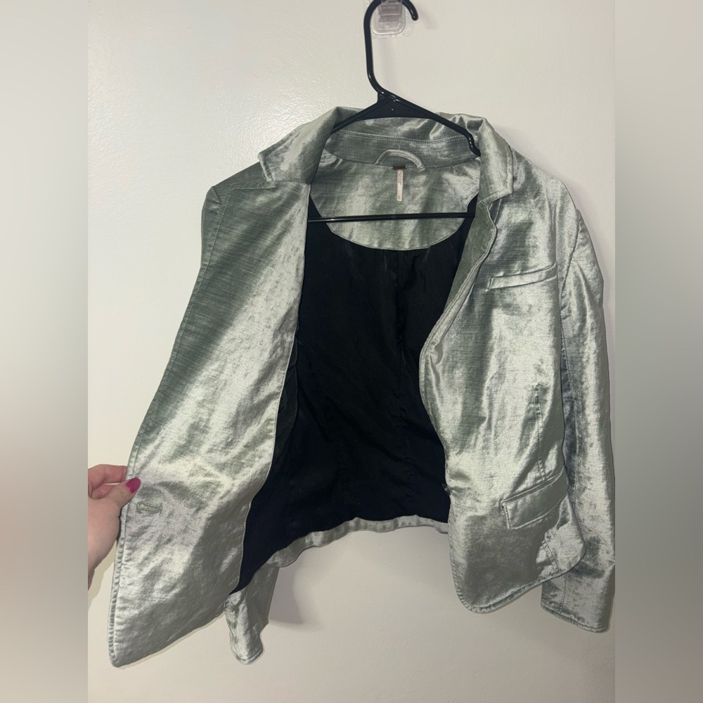 Free People sage green velvet blazer - Picture 2 of 6
